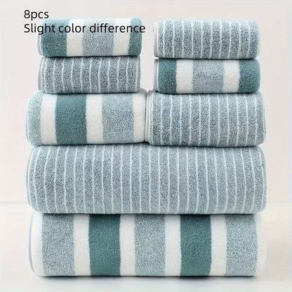 8-piece Coral Fleece Towel Set – Ultra-soft and Quick-drying