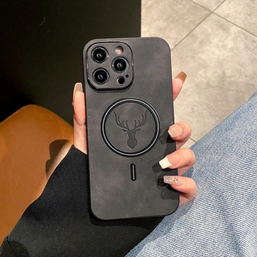 Magnetic leather protective case for the phone