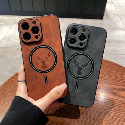 Magnetic leather protective case for the phone