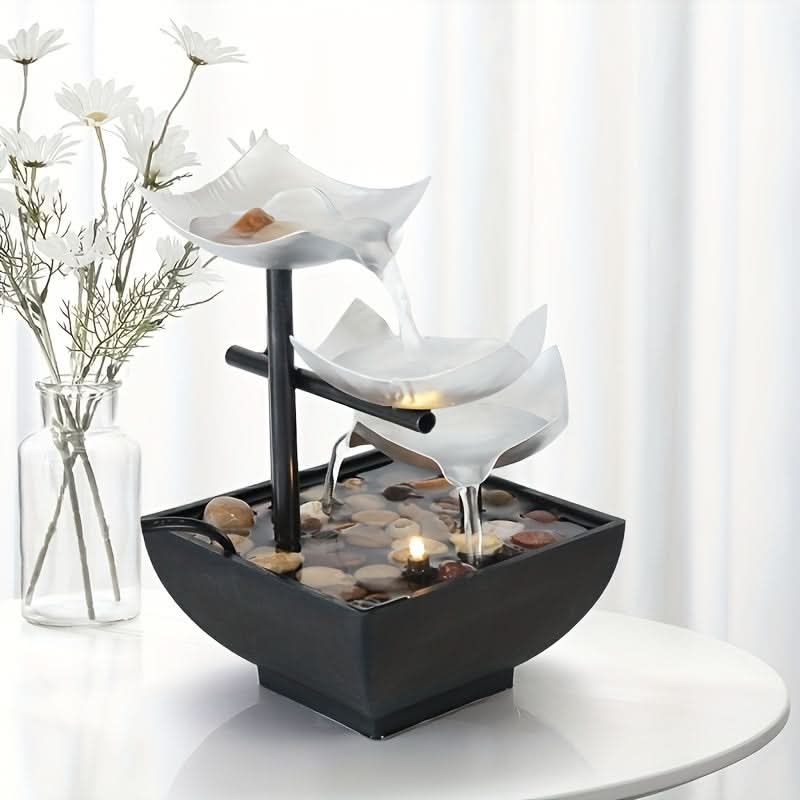 Skanto | Glow LED Leaf Fountain – Modern Indoor Water Feature