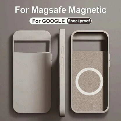 Luxury MagSafe Magnetic Case for Google Pixel 8 7 6 Silicone Wireless Charging Shockproof Case