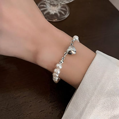 BowLift | Magnetic Heart Pearl Choker Necklace and Bracelet