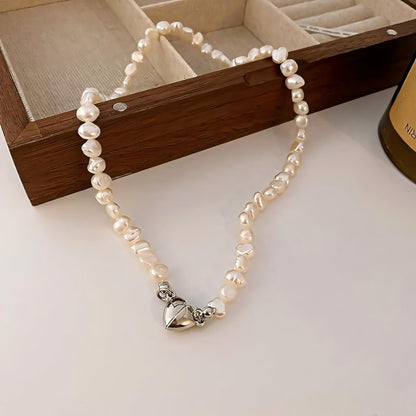 BowLift | Magnetic Heart Pearl Choker Necklace and Bracelet