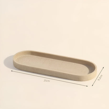Toothbrush holder made of natural stone – with soap dispenser and tray | Elegant bathroom accessories made of travertine