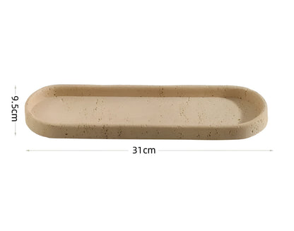 Toothbrush holder made of natural stone – with soap dispenser and tray | Elegant bathroom accessories made of travertine