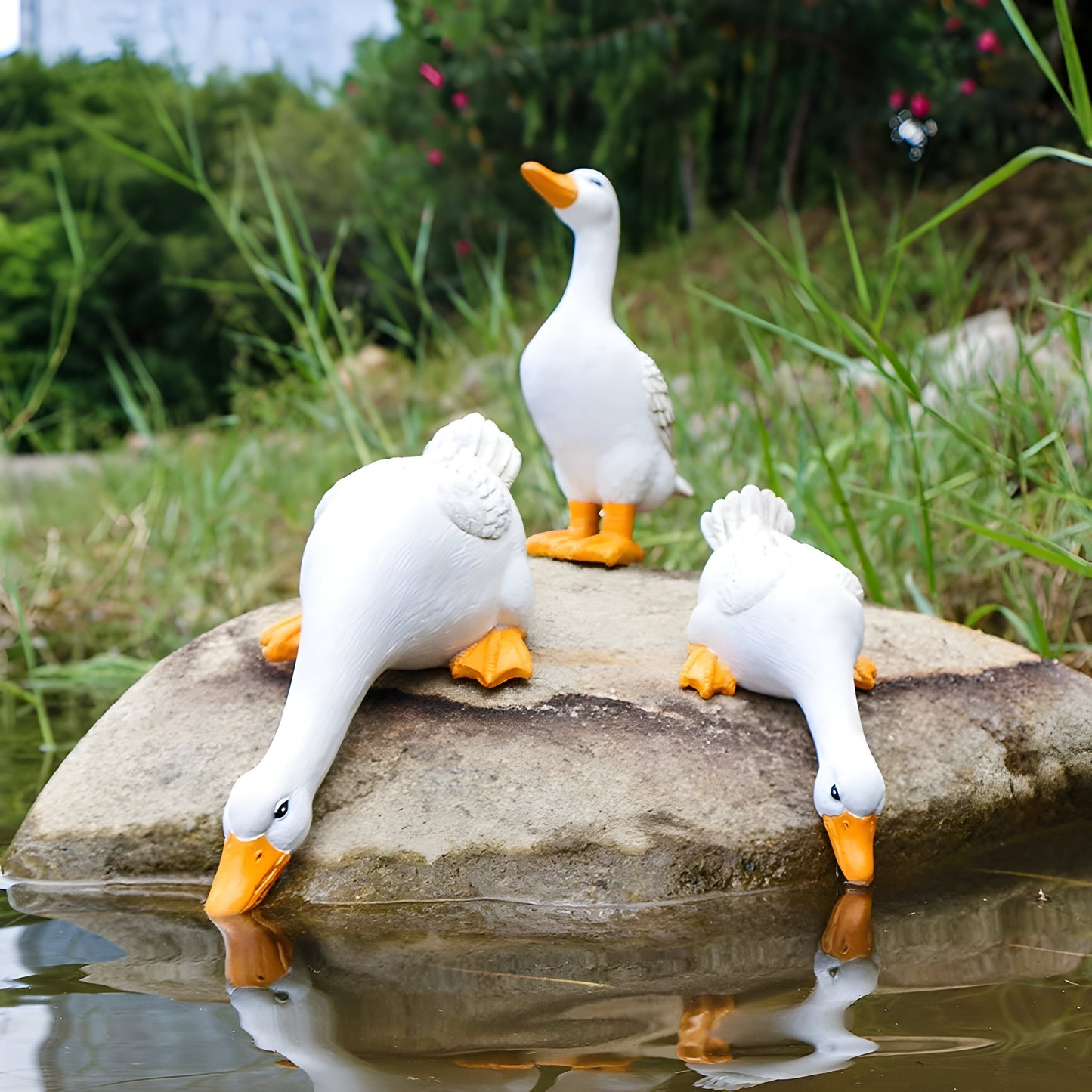 PuddlePals Sculpture – Duck and Goose Figure in Farmhouse Style