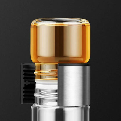 Skanto | Glass & Wood Double-Walled Tea Infuser Thermos Bottle – 500 ml – ClearTherm