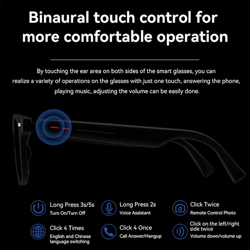 BowLift | Smart Glasses with Blue Light Filter | Waterproof, Bluetooth Call & Music Functionality for Everyday Use