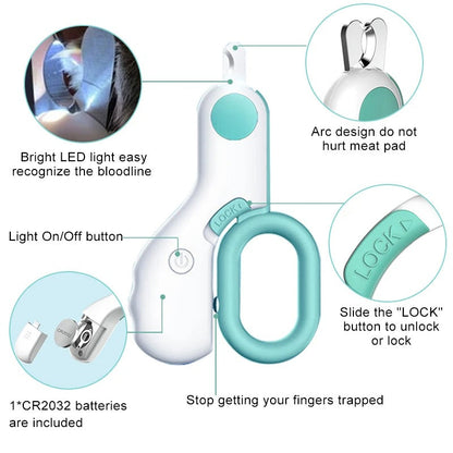 Professional Pet Nail Clipper LED Light Bowlift