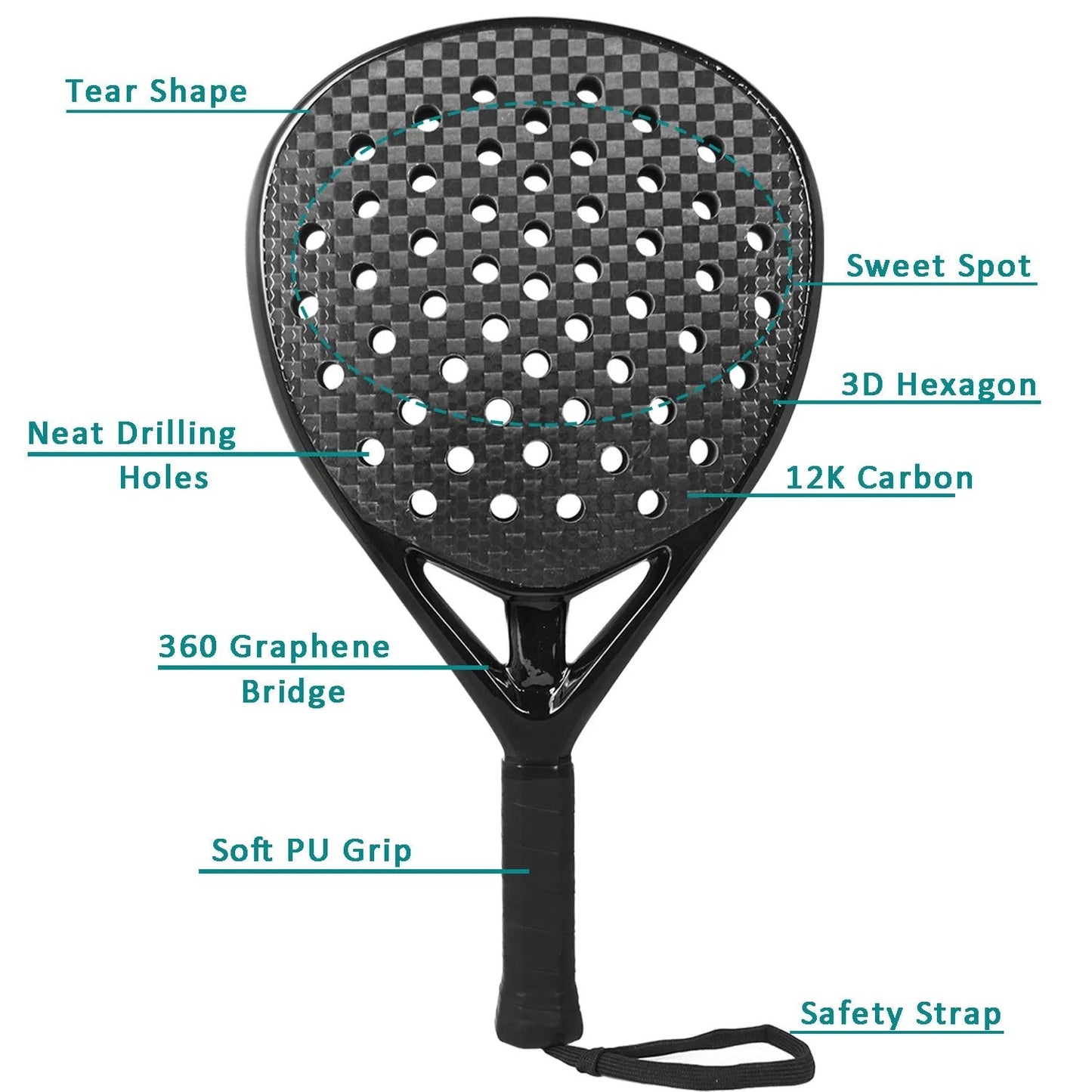 Skanto | Carbon Fiber Padel Racket with Soft EVA Core - High-Performance Paddle for Training and Match Play