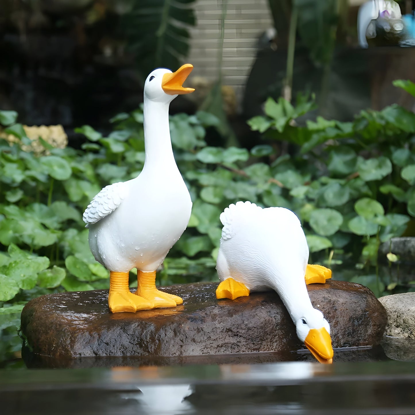 PuddlePals Sculpture – Farmhouse Style Duck & Goose Figurine | Brehn
