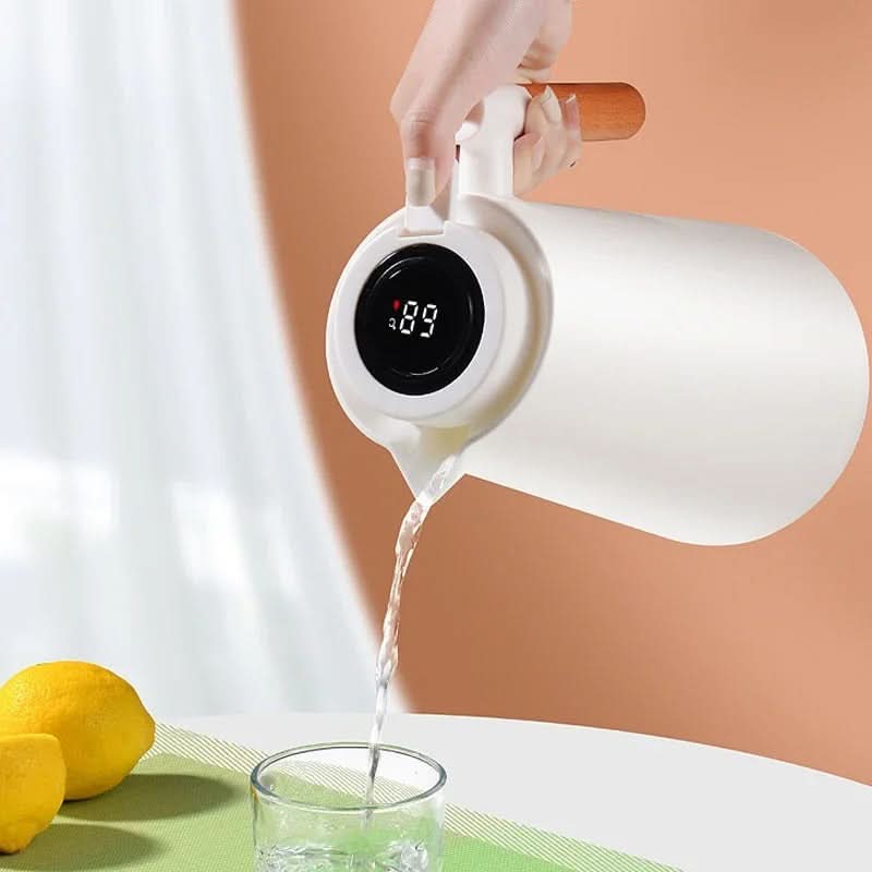 Skanto | Insulated Glass Carafe – Temperature Display & Wood Handle