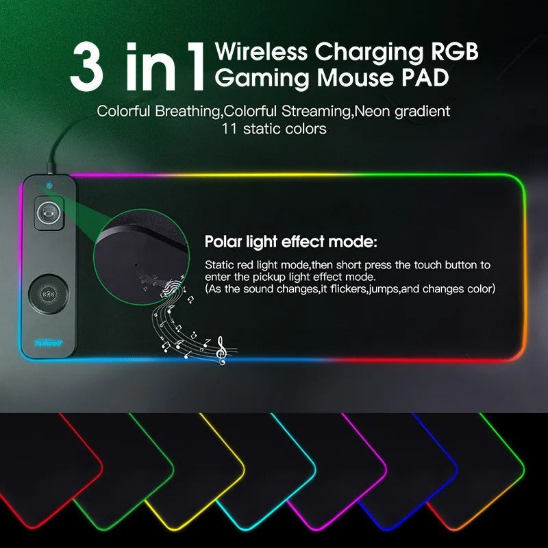 BowLift | Wireless Charging Desk Mat | RGB Dual Charging Pad for iPhone, Keyboard & Mouse, Premium Desk Mat