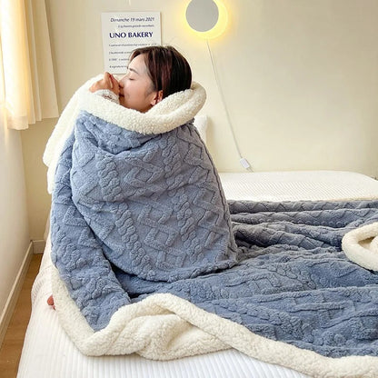BowLift | Thick Lambswool Winter Fleece Blanket - LuxyCozy