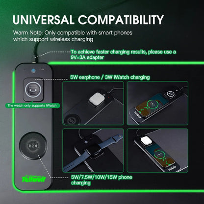 BowLift | Wireless Charging Desk Mat | RGB Dual Charging Pad for iPhone, Keyboard & Mouse, Premium Desk Mat