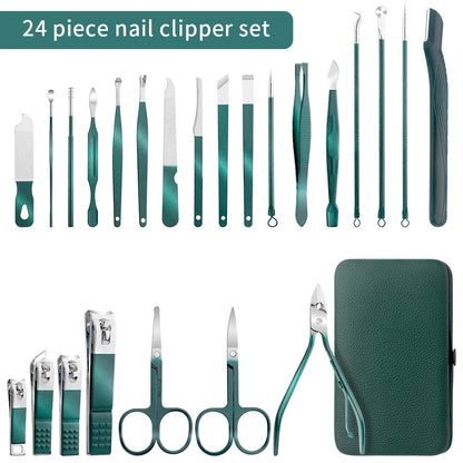 Skanto | Stainless Steel Grooming Set | 7, 13, or 24-Piece Set for Home or Travel Manicure & Pedicure