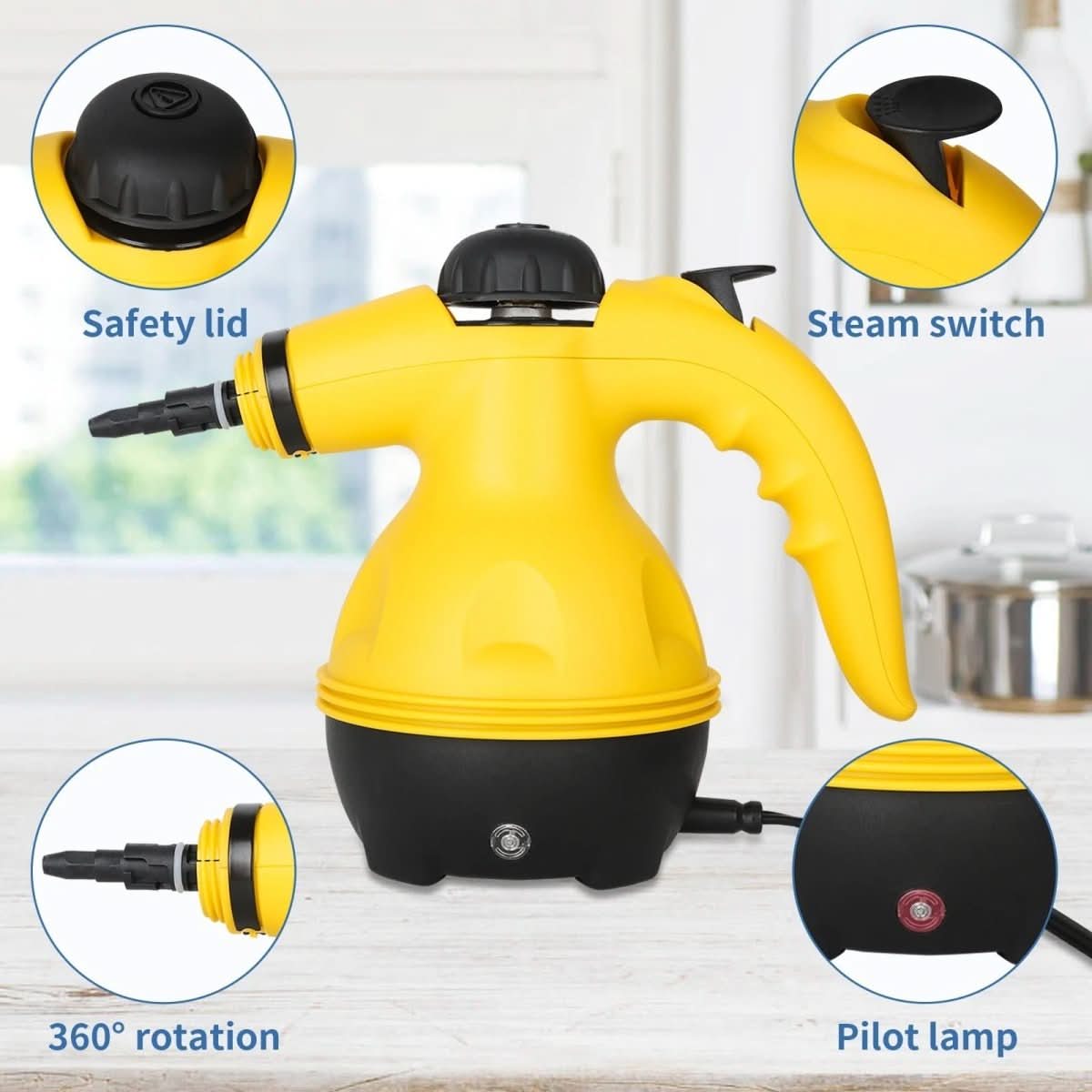 Skanto | Chemical-Free Steam Cleaner with 8 Attachments for Home, Clothes, and Windows