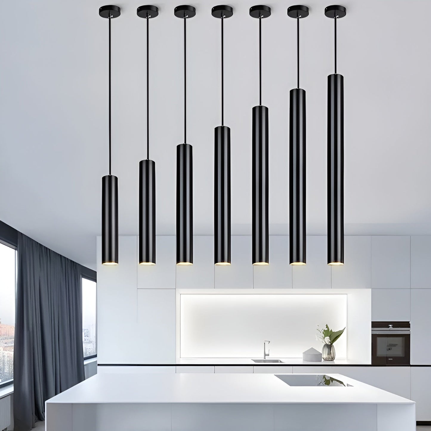 LED-pendellampe – slankt rørdesign | Ideell for kjøkken, spisestue og benkeplate