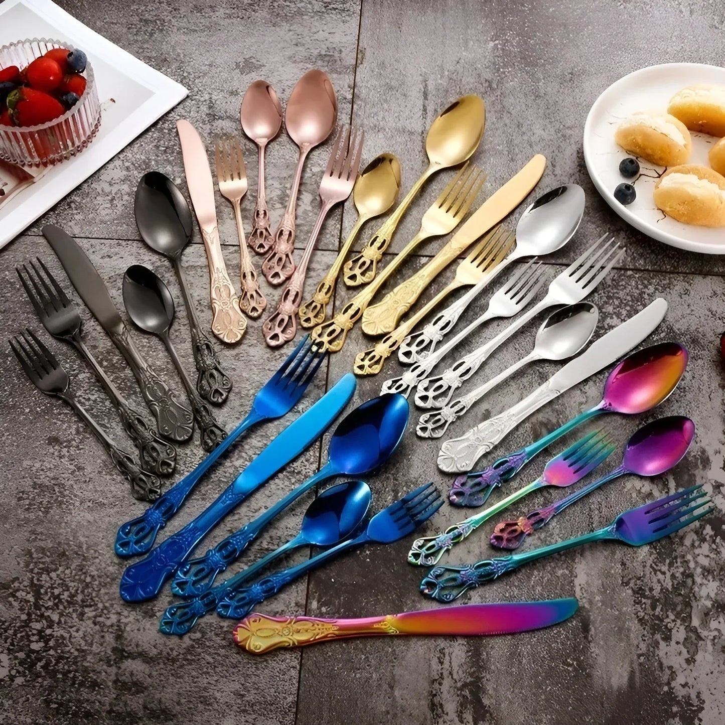 Skanto | Luxury 24-Piece Gold Silver Set with Elegant Embellishments