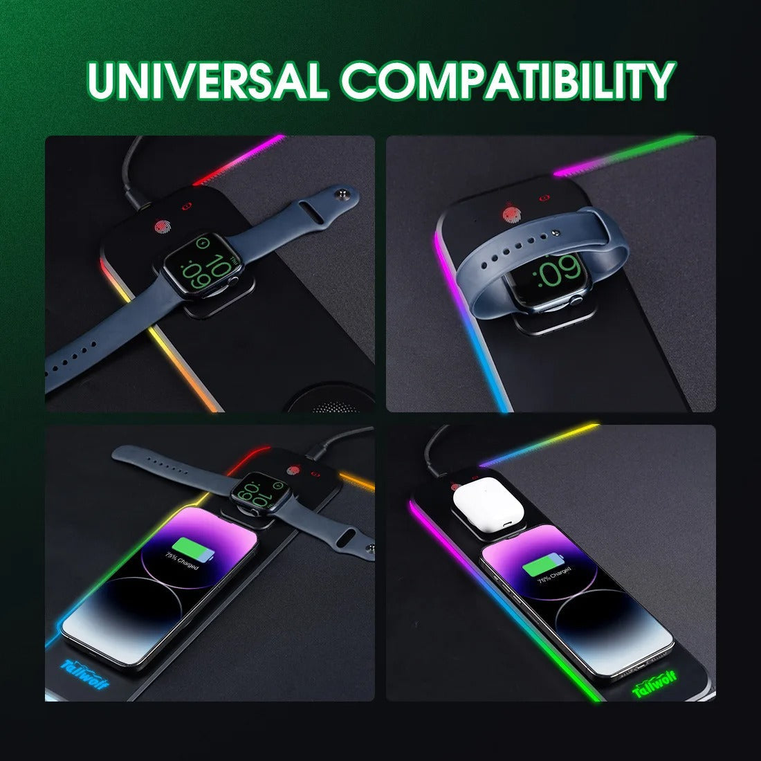 BowLift | Wireless Charging Desk Mat | RGB Dual Charging Pad for iPhone, Keyboard & Mouse, Premium Desk Mat