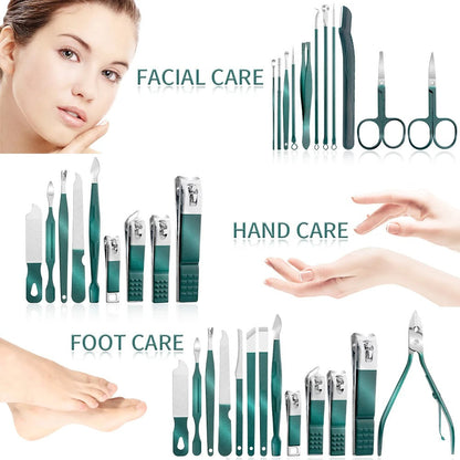 BowLift | Stainless Steel Grooming Set | 7, 13, or 24-Piece Kits for Manicures & Pedicures at Home or Travel