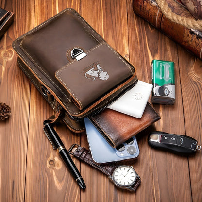 BowLift | Vidal Bag – Functional Leather Waist Bag for Men with Adjustable Strap and Multi-Pocket Design