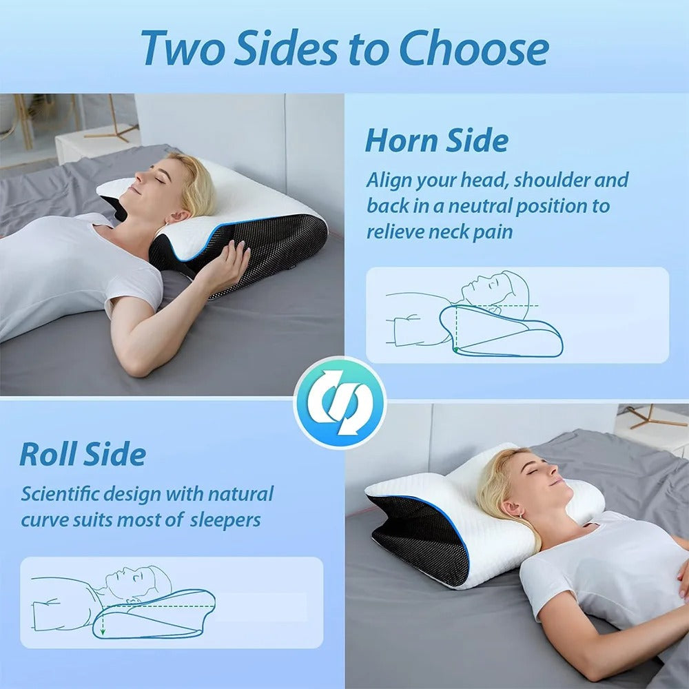 Skanto | Butterfly Neck Support Memory Pillow | Ergonomic, Hypoallergenic & Ideal for All Sleeping Positions