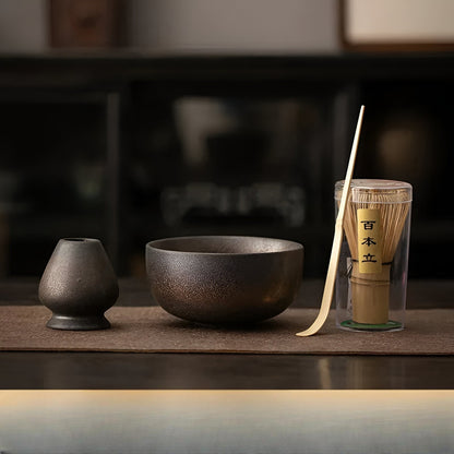 Japanese Matcha Tea Set Green 4-Piece Ceramic-4