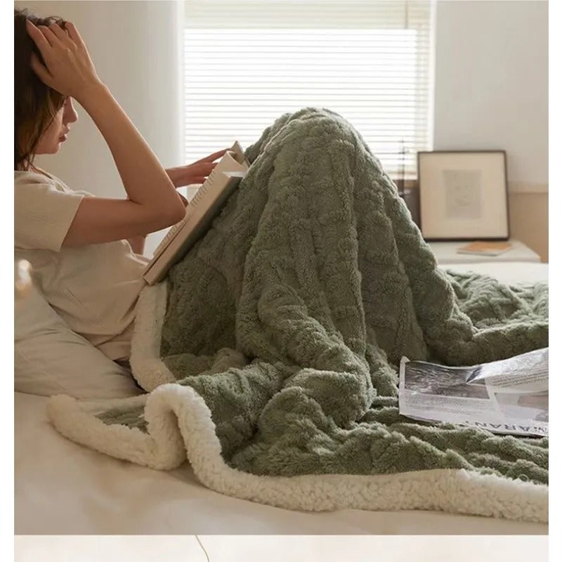 BowLift | Thick Lambswool Winter Fleece Blanket - LuxyCozy
