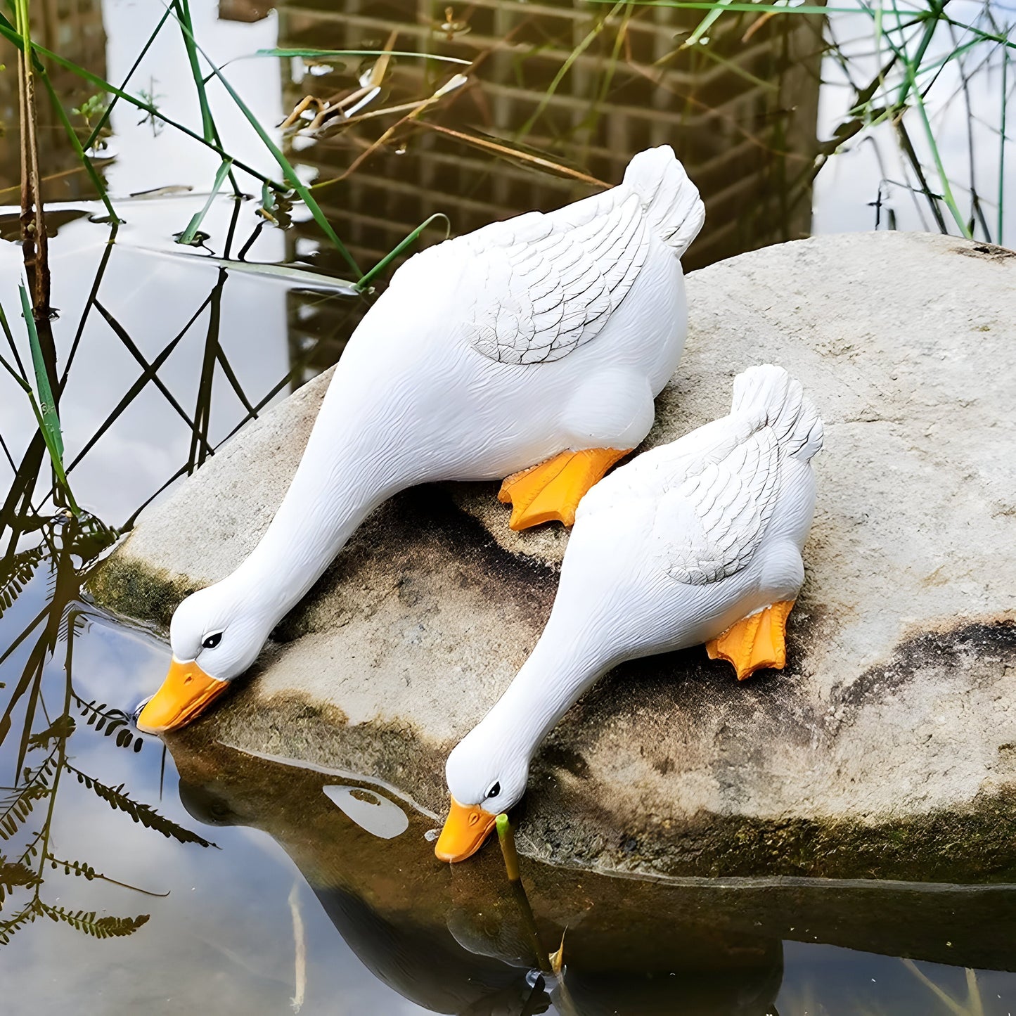 PuddlePals Sculpture – Farmhouse Style Duck & Goose Figurine | Brehn