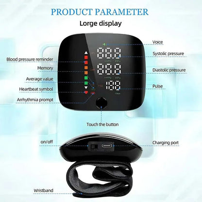 Skanto | Smart Wrist Blood Pressure Monitor – Electronic Portable Sphygmomanometer with Voice Prompts