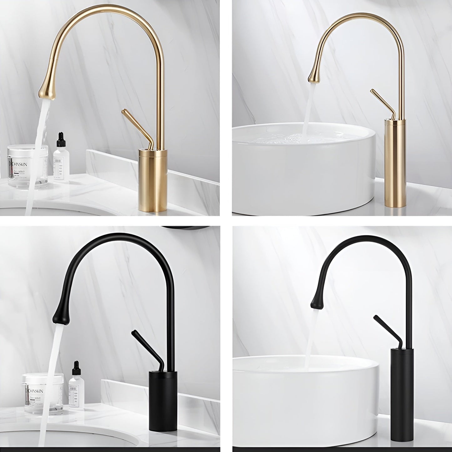 Basin mixer tap with a brushed finish – Deck-mounted tap, hot and cold mixer, brass fitting for residential use