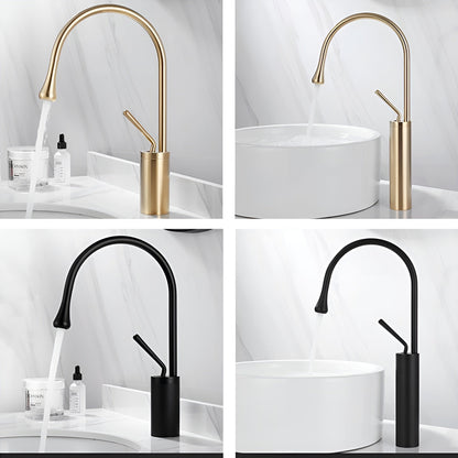 Basin mixer tap with a brushed finish – Deck-mounted tap, hot and cold mixer, brass fitting for residential use