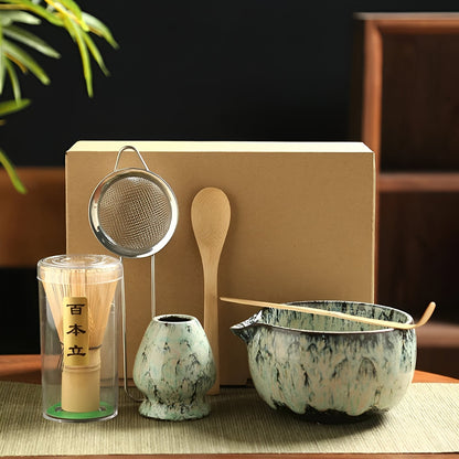 Skanto | Traditional Matcha Tea Set – 6-Piece Authentic Japanese Matcha Kit – Premium Bamboo & Ceramic