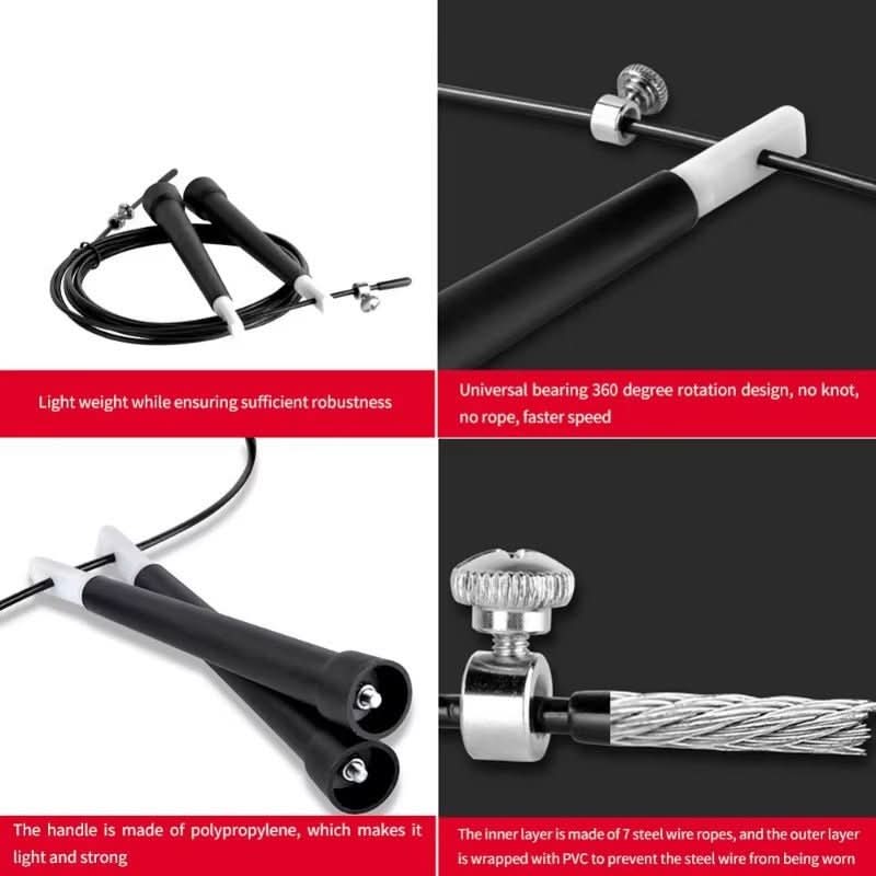 Professional jump rope with adjustable length and ergonomic handles.