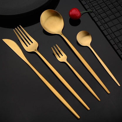 Skanto | RoyalGlimmer Gold Cutlery Set - Gold Cutlery Set for a Luxurious Table Setting