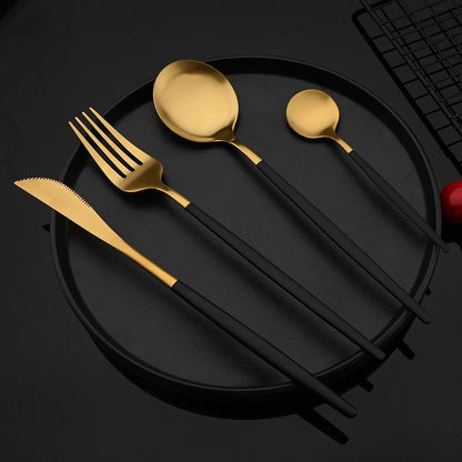 Skanto | RoyalGlimmer Gold Cutlery Set - Gold Cutlery Set for a Luxurious Table Setting