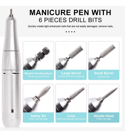 BowLift | ProNail 45000RPM Electric Nail File – Portable Rechargeable E-File for Manicure & Acrylic Nails | Low Noise
