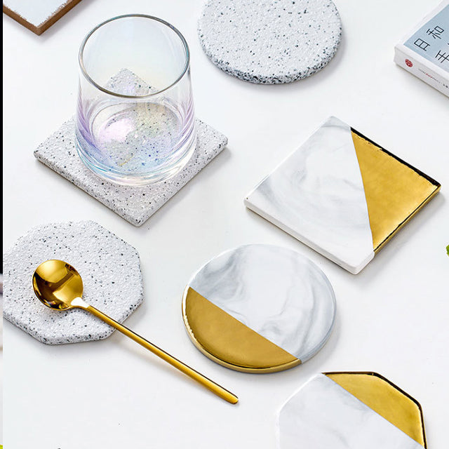 Skanto | Swirled Ceramic Coasters with Holder