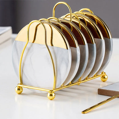 Skanto | Swirled Ceramic Coasters with Holder
