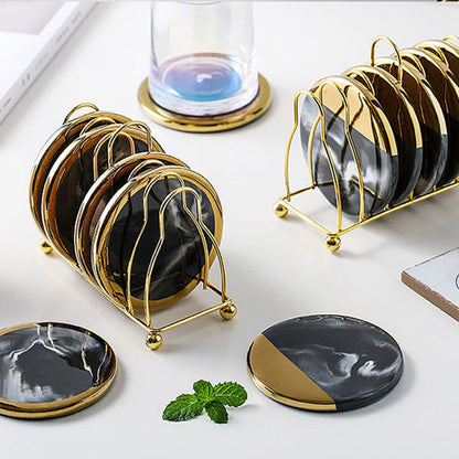 Skanto | Swirled Ceramic Coasters with Holder