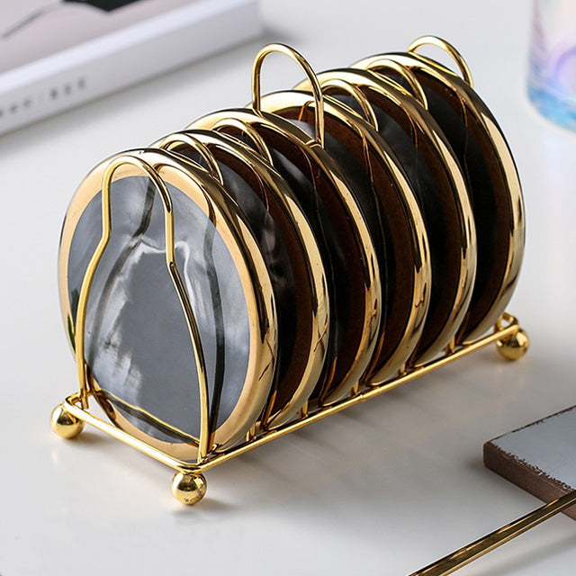 Skanto | Swirled Ceramic Coasters with Holder