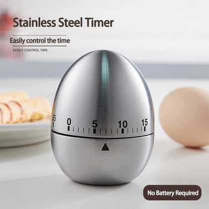 Mechanical Kitchen Timer Wind-Up Stainless Steel Cute Countdown Clock | Bowlift