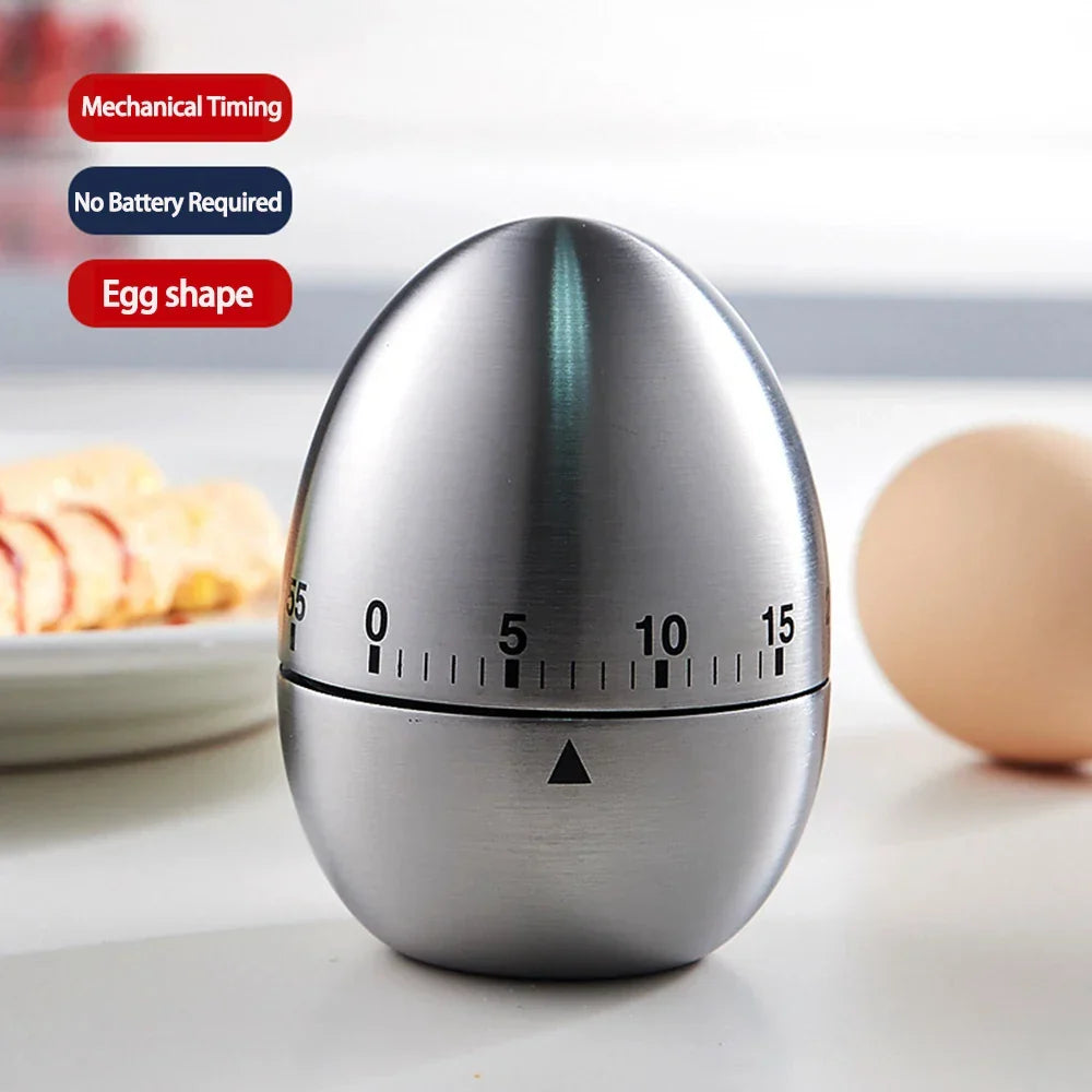 Mechanical Kitchen Timer Wind-Up Stainless Steel Cute Countdown Clock | Bowlift