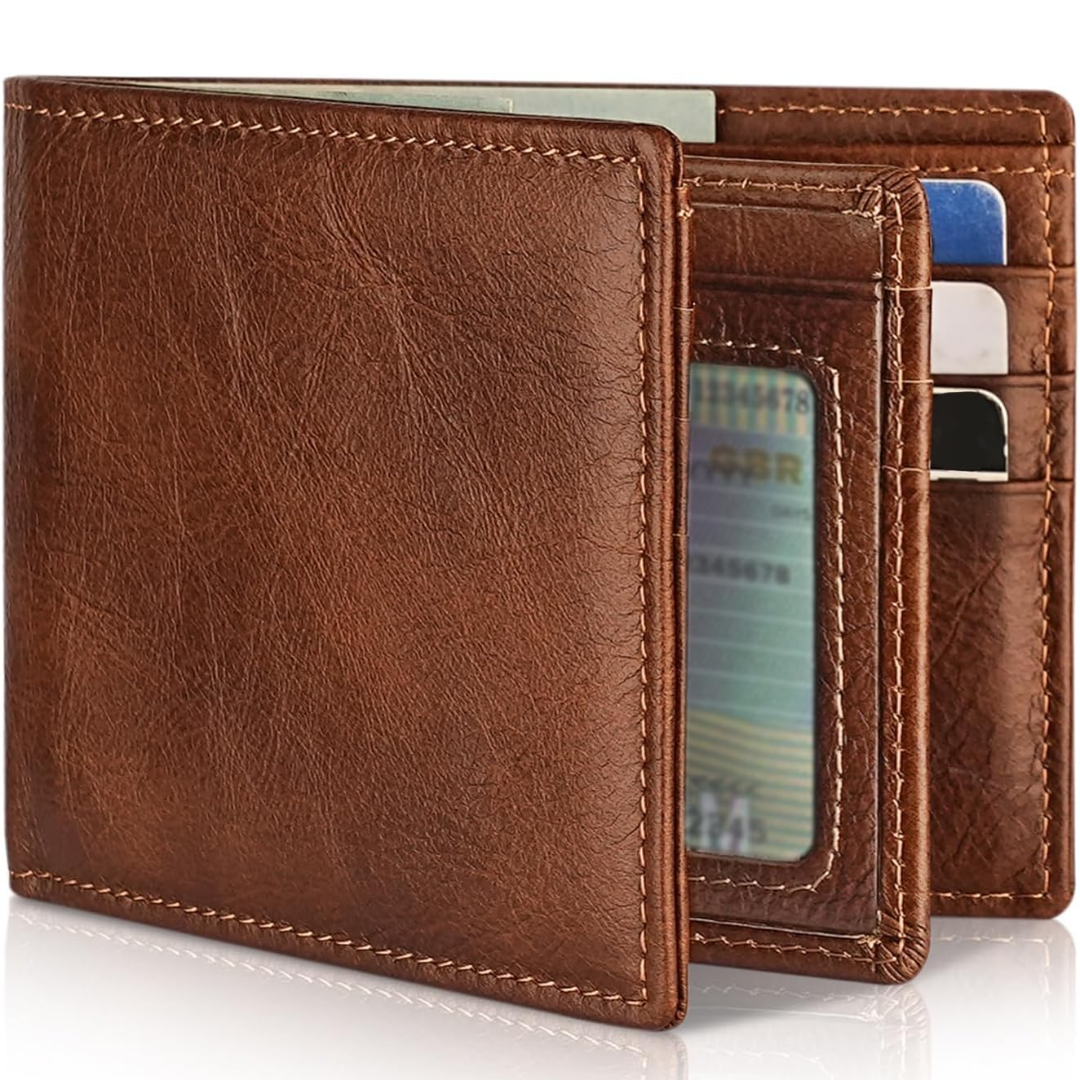 Skanto | Men's Bifold Genuine Leather RFID Blocking Wallet - StitchCraft