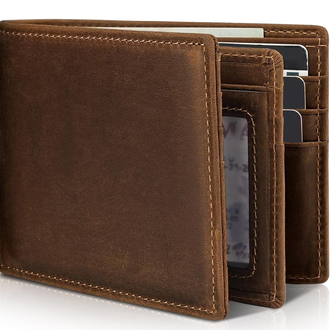 Skanto | Men's Bifold Genuine Leather RFID Blocking Wallet - StitchCraft