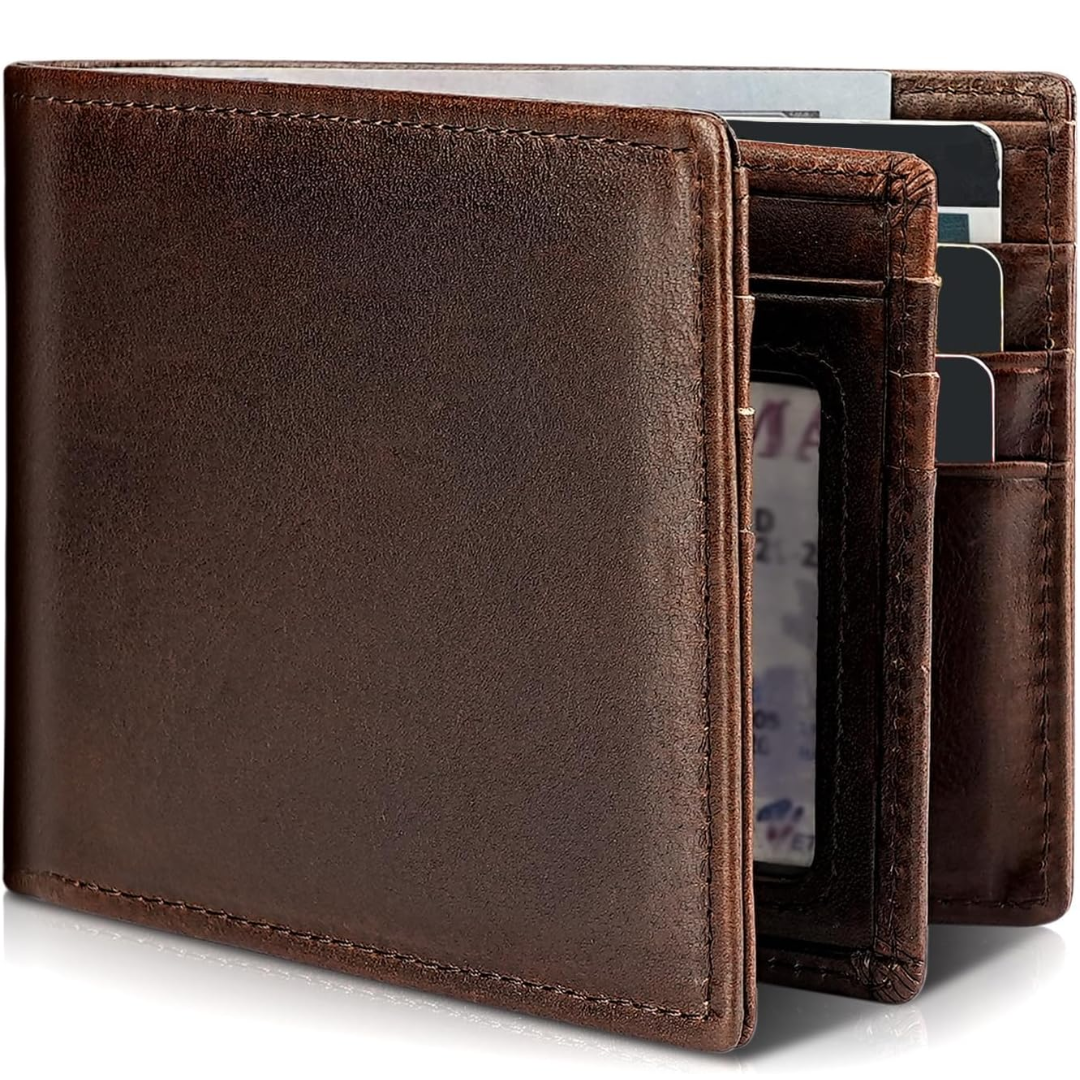 Skanto | Men's Bifold Genuine Leather RFID Blocking Wallet - StitchCraft