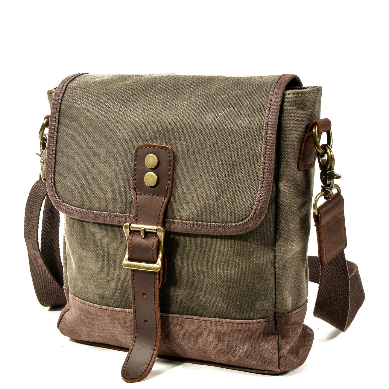HorizonPath – Compact Vintage Shoulder Bag – High-quality waxed cotton and full-grain leather