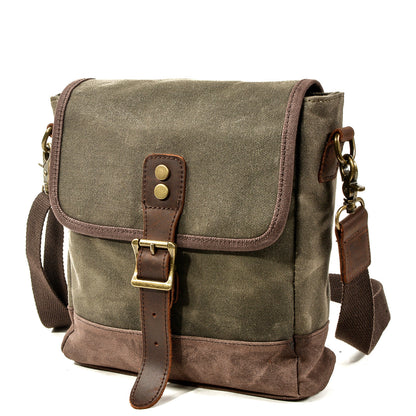 HorizonPath – Compact Vintage Shoulder Bag – High-quality waxed cotton and full-grain leather