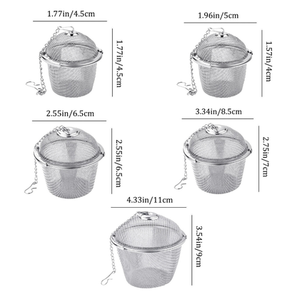 Mesh Infuser with Locking Chain Stainless Steel Tea Spice Filter Ball | Karnz